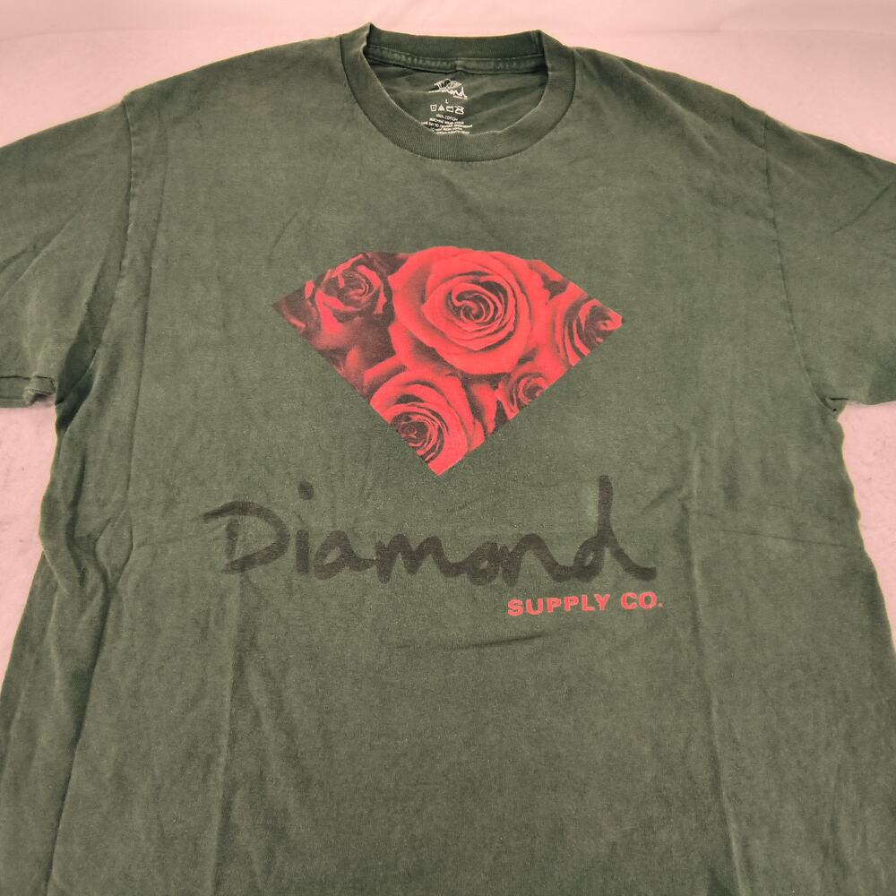 Diamond Supply Co Graphic Crew Neck Short Sleeve T Shirt Mens Size Large L Green